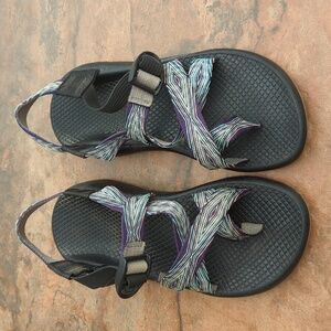 CHACO ZX2 Classic Yampa Hiking Comfort Sport Sandals Blue Chevron Women’s size 6